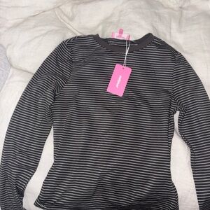 Edikted Black and White Striped Long Sleeve Tee